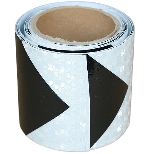 Black White Reflective Tape Outdoor Waterproof 3 inch X 10 feet, High Visibility Hazard Conspicuity Safety Industrial Marking Tape