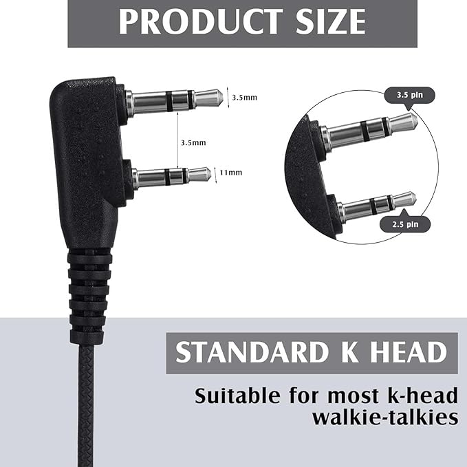 Kathfly 30 Pack Walkie Talkie Earpiece with Mic G Shape 2 Pin Headset Two Way Radio Earpiece with Microphone Compatible with Baofeng UV-5R BF-888S Retevis H-777 RT21 RT22 PUXING HYT