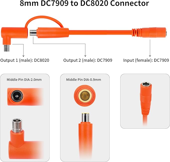 8mm DC Extension Cable 15FT – DC7909 Male to Female Solar Cable with DC8020 Adapter, 14AWG Tinned Copper Wire, Waterproof – – Works with Most Portable Power Stations and Solar Generators