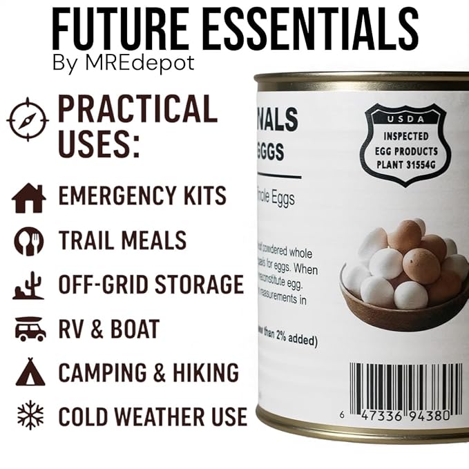 Powdered Whole Eggs for Cooking & Baking | Long-Lasting Pantry Staple for Camping, Hiking & Emergency Use | Easy-Prep Dehydrated Eggs | #2.5 Can (8 oz) | Approx. 18 Servings