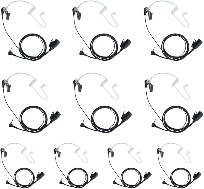 Walkie Talkie Headset with Mic PTT Covert Acoustic Tube Earpiece Compatible for Motorola Talkabout MH230R MR350R T600 T200 T200TP T260 T260TP T460 MT350R 2 Way Radio 10Pack