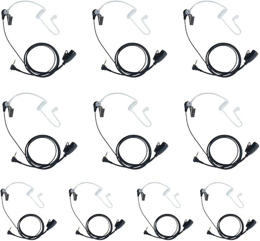 Walkie Talkie Headset with Mic PTT Covert Acoustic Tube Earpiece Compatible for Motorola Talkabout MH230R MR350R T600 T200 T200TP T260 T260TP T460 MT350R 2 Way Radio 10Pack
