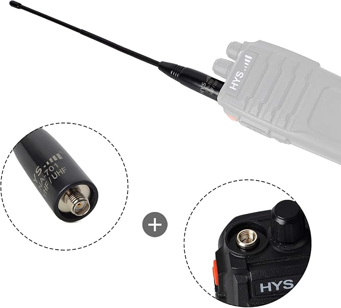 HYS NA-701 SMA-Female Ham Radio Antenna Dual Band VHF UHF Walkie Talkie Replacement Antenna for Baofeng BF-888S BF-UV5R BF-UV82 GT-3 BF-F8HP Handheld Radios