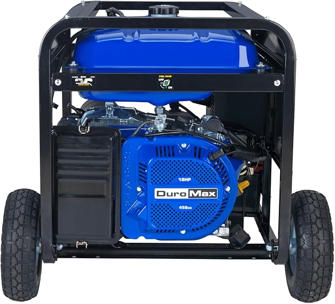 DuroMax Gas Powered Portable 12000 Watt-Electric Start-Home Back Up & RV Ready, 50 State Approved Generator, Blue, Black