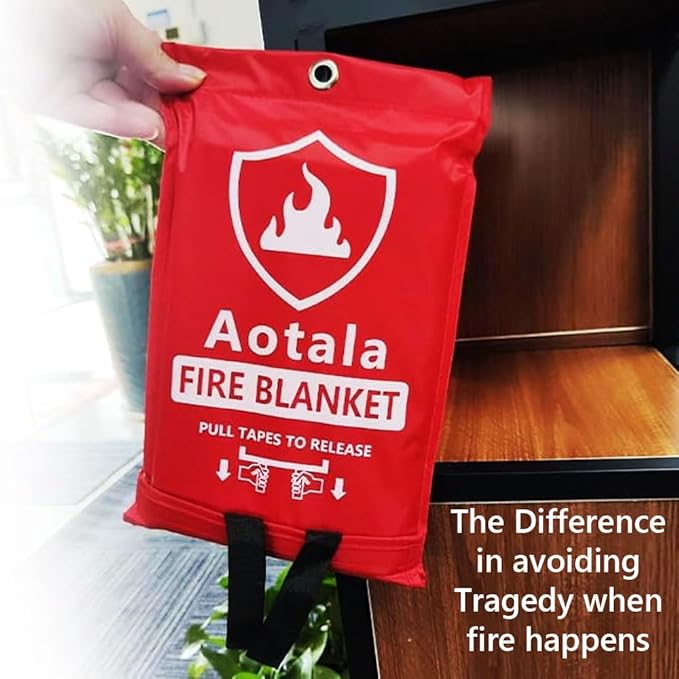 Fire Blankets Emergency for Home and Kitchen Fire Emergency Blanket for Home Fireproof Blanket for Camping, Grill, BBQ, Picnic, Fireplace, Office