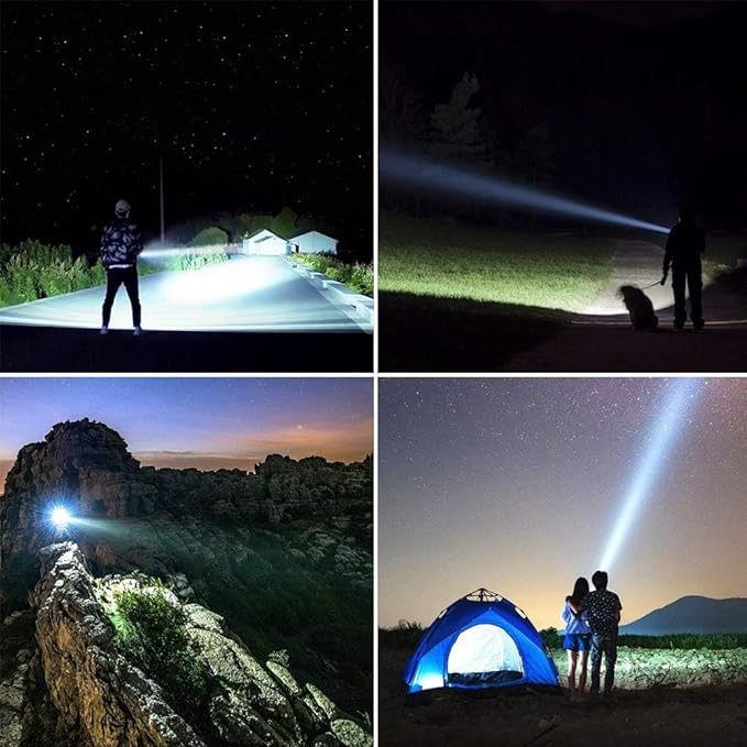 YIERBLUE Rechargeable Spotlight, Super Bright 1000000 High Lumen LED Handheld Spotlight Long Lasting Large Flashlight Searchlight and Flood Camping Flashlight with Foldable Tripod