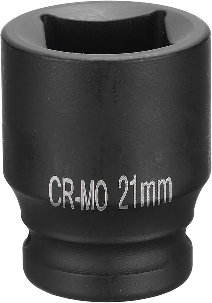 HARFINGTON 4 Point Square Socket 1/2" Drive 21mm Metric Square Impact Socket CR-MO Blackening Standard Wheel Sockets Pneumatic Socket Tool for Auto Repair Mechanical Maintenance Home Use