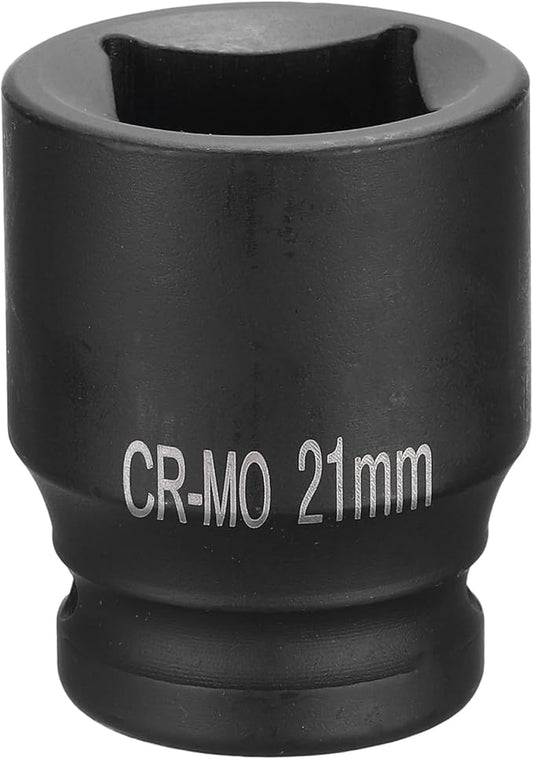 HARFINGTON 4 Point Square Socket 1/2" Drive 21mm Metric Square Impact Socket CR-MO Blackening Standard Wheel Sockets Pneumatic Socket Tool for Auto Repair Mechanical Maintenance Home Use