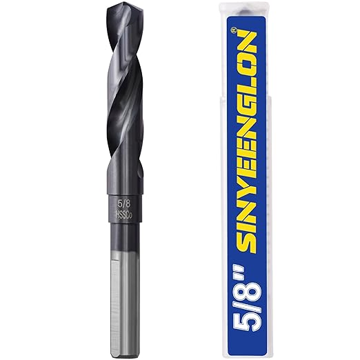5/8 Cobalt Drill Bit for Metal and Hardened Steel, 1/2 Inch Reduced Shank M35 HSS Twist Heavy Duty Drill Bit, with Index Storage Case