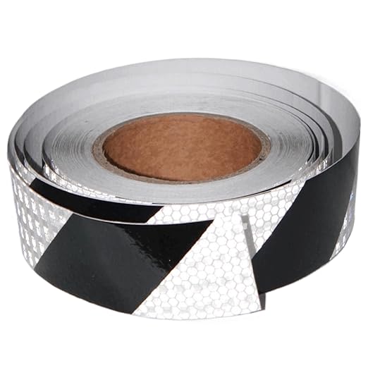 Black White Reflective Tape 2 Inch Wide, Outdoor Waterproof Night Safety Reflector Stickers for Vehicles (68 feet)