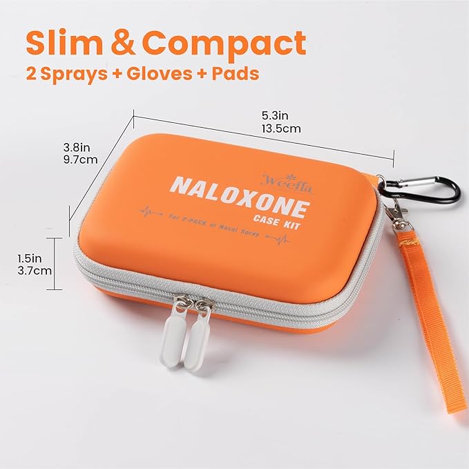 Empty Naloxone Reflective Carry Case Kit, Fits 2 Pack Nasal Sprays, High Visibility Day & Night, Hard Shell & Splash Resistant, for Opioid Overdose Emergency Preparedness (No Naloxone)