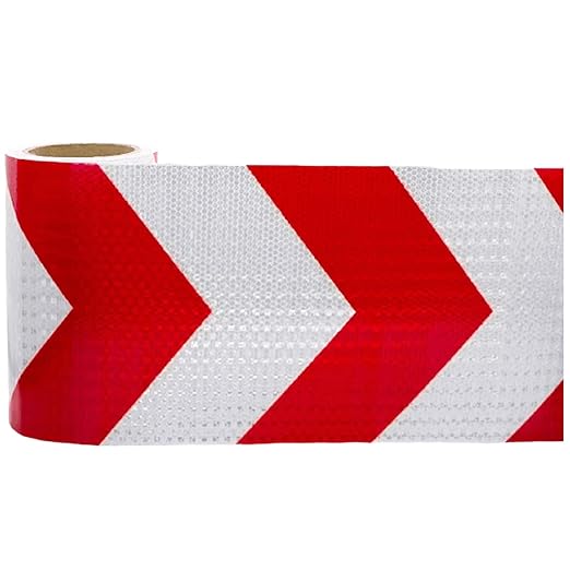 Red White Reflective Tape Outdoor Waterproof 16 inch, High Visibility Hazard Conspicuity Safety Marking Tape (66 feet)