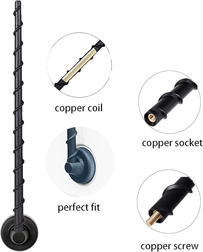 13" Short Antenna for Jeep Wrangler Gladiator JL JK JT Rubicon Sahara 2007-2025, 13 Inch Jeep Wrangler Unlimited Sport 4xe Willys Mojave Rubber Antenna Replacement Accessories Reception