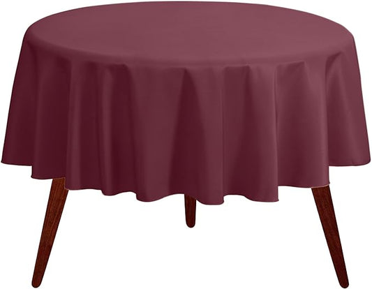 Gee Di Moda Round Tablecloth - 90 Inch Burgundy Round Table Cloth for 30 to 60 Inch Round Tables - Heavy Duty Washable Fabric - for Buffet Table, Holiday Party, Dinner, Wedding & Baby Shower