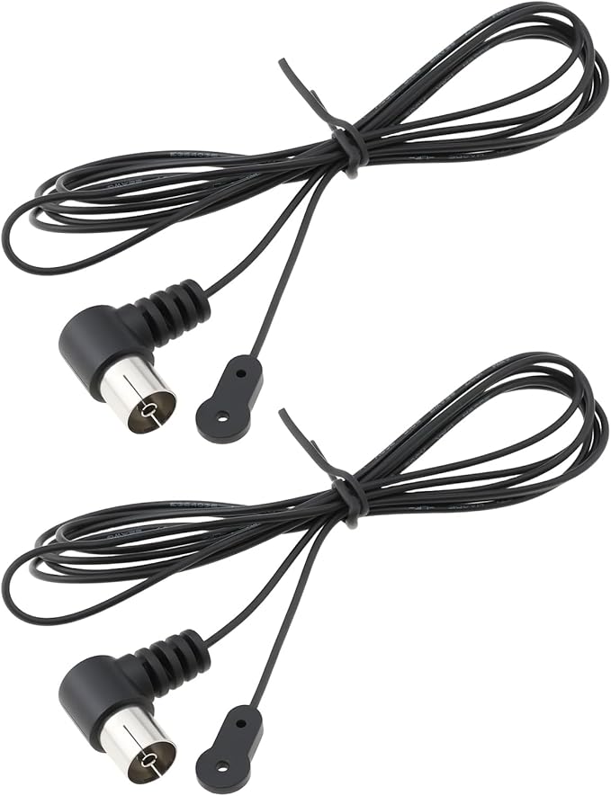 eMagTech 2Pcs FM Radio Antenna Coaxial Cable for Table Top Home Stereo Receiver Audio Video Radio Receiver
