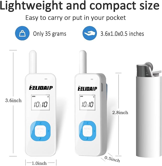 T-M1 Super Mini Walkie Talkies with Earpieces for Adults, Portable Two Way Radios, Rechargeable Walkie Talkies for Skiing, Hiking, Outdoor Sport, Restaurants,Hospital,Supermarket,White 2 Pack