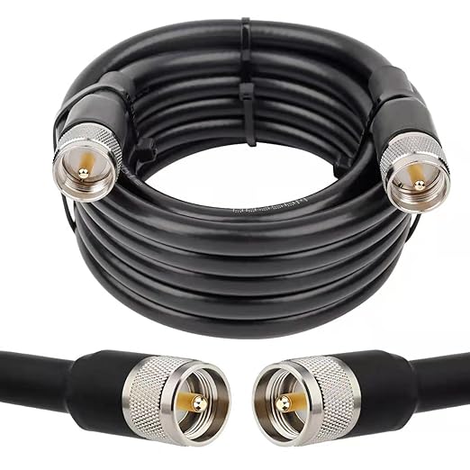 15ft UHF Coax Cable, PL259 Male to Male, Low Loss for HAM, VHF Radios & SWR Meter