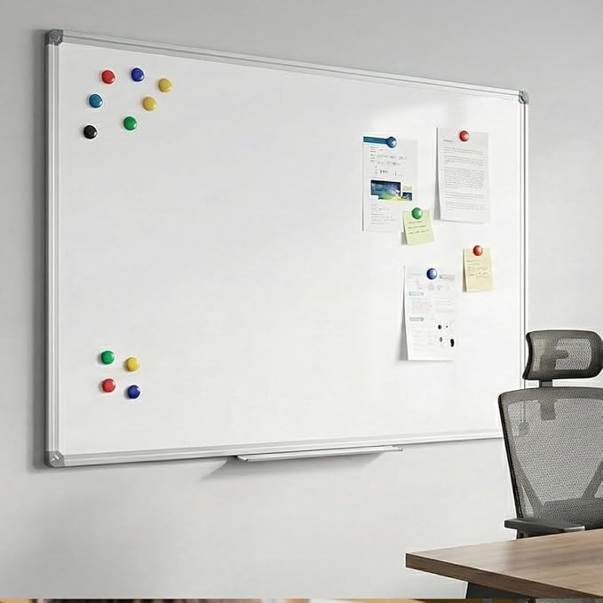 36 x 24 Inch Magnetic Dry Erase Whiteboard - Wall Mounted Personal Vision Board for Home Office, Kids Drawing & Daily Planning - Silver Aluminum Frame with Tray (3 x 2 Ft)
