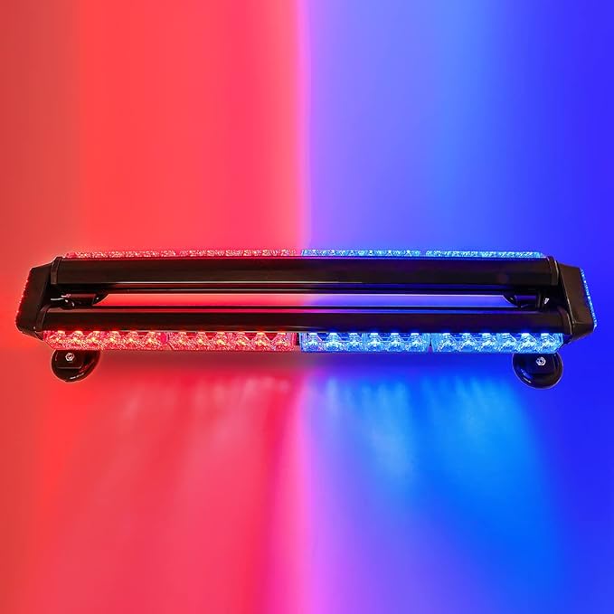 26.5" Red Blue 54 LED Rooftop Beacon Light Bar For Police Cops Firefighter Vehicles Work Truck Cars Emergency Warning Flashing EMS First Responder POV Strobe Light Traffic Advisor with Magnetic