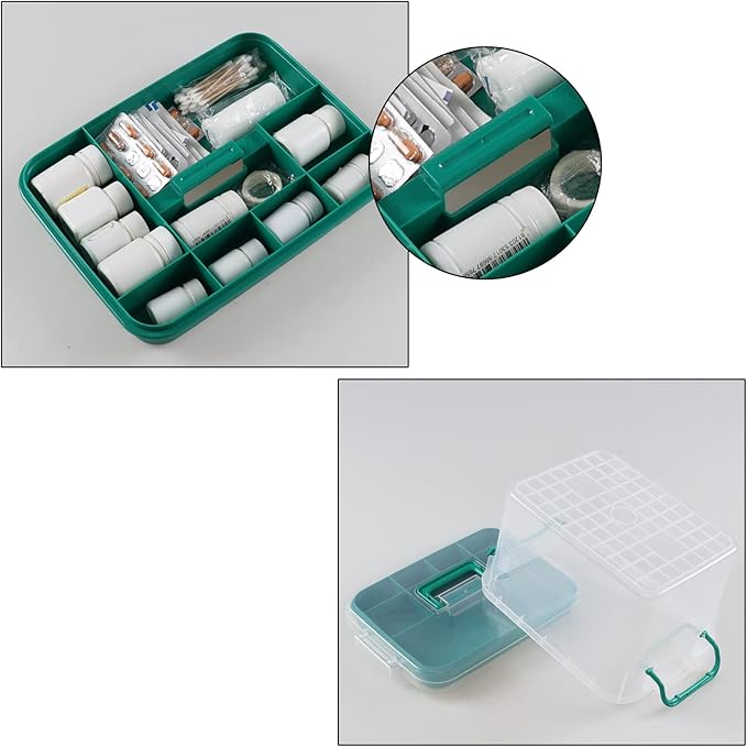 Clear Plastic Storage Box Organizer/Medicine Box, Family Emergency Kit Storage Box