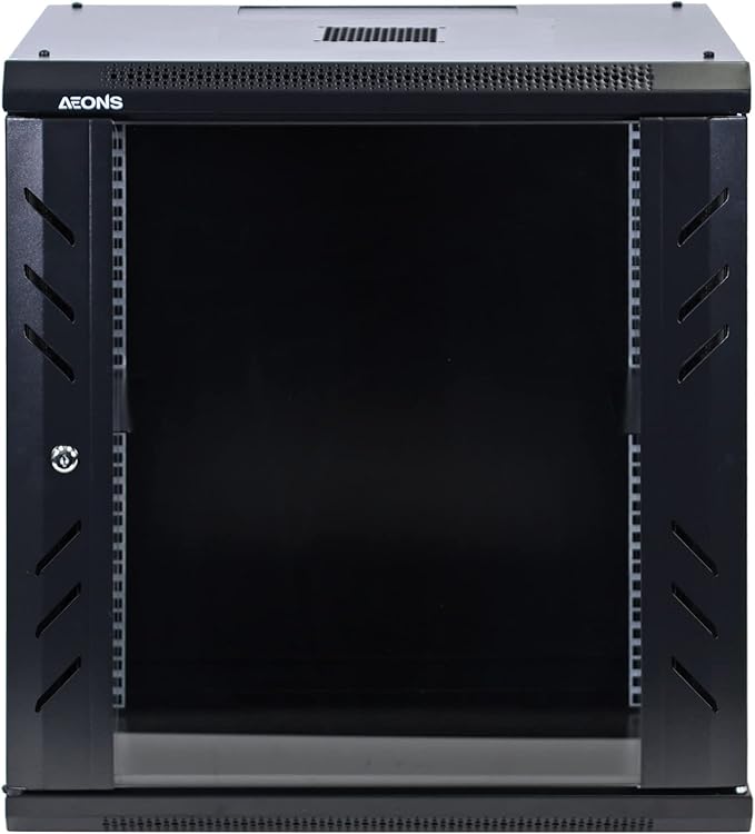 12U Professional Wall Mount Network Server Cabinet Enclosure 19-Inch Server Network Rack Mid-Depth Black