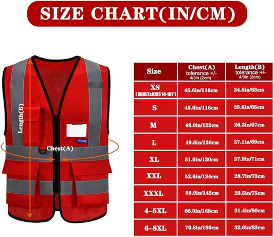 4xl 5XL high visibility vest red big and tall