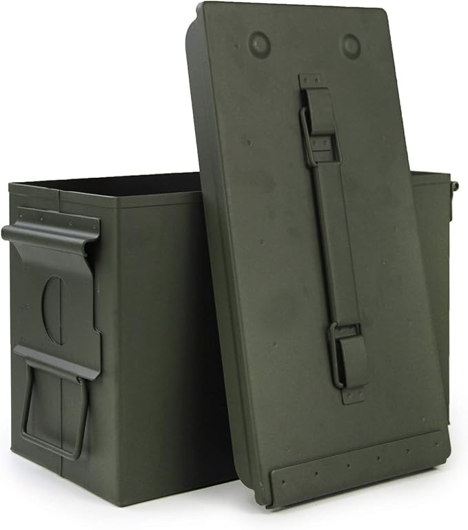GUGULUZA Metal Ammo Can 30/50 Cal, Lockable Bullet Storage Case, Waterproof & Airtight Containers Box with Flip Top for Long-Term Storage Shotgun, Rifles, Pistols Ammunition