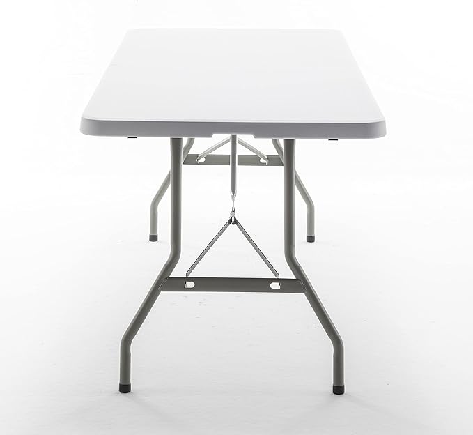 BTEXPERT Set of 10, Fold-in-Half Folding Utility Table 6 Feet 72" x 29.5" Lightweight Portable Carrying Handle Indoor Outdoor Picnic Camping Office Home Party Wedding Event White