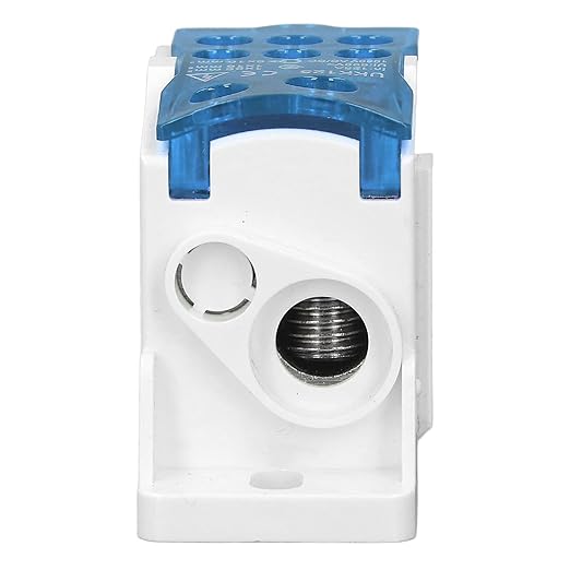 DIN Rail Distribution Box,690V 125A Positions Screw Terminal Block Junction Box Breaker Box Circuit Breaker Distribution Box for Various Power Distribution Needs (Blue, 125A)