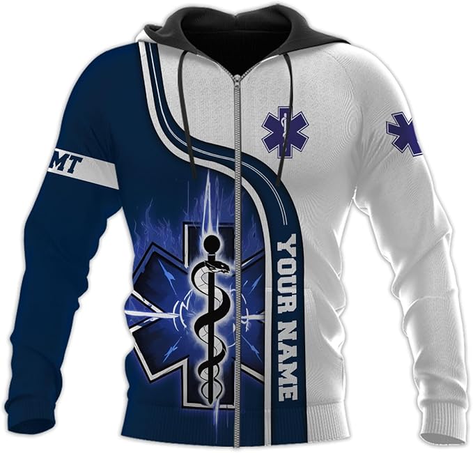 Personalized EMT 3D Shirt, EMT 3D Hoodie, 3D EMS Hoodies for Men, Medical Uniforms EMS Shirt, Emergency Medical Service Shirt