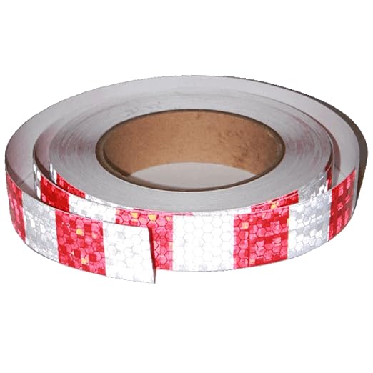 Red and White Reflective Tape Outdoor Waterproof 1 inch X 66 feet, High Visibility Hazard Safety Industrial Marking Tape