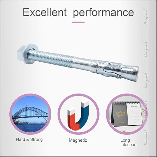 3/4"x 7" Wedge Anchor, for Cement and Concrete only, zinc-Plated Carbon Steel Screws and lag Bolts （ 30 pcs