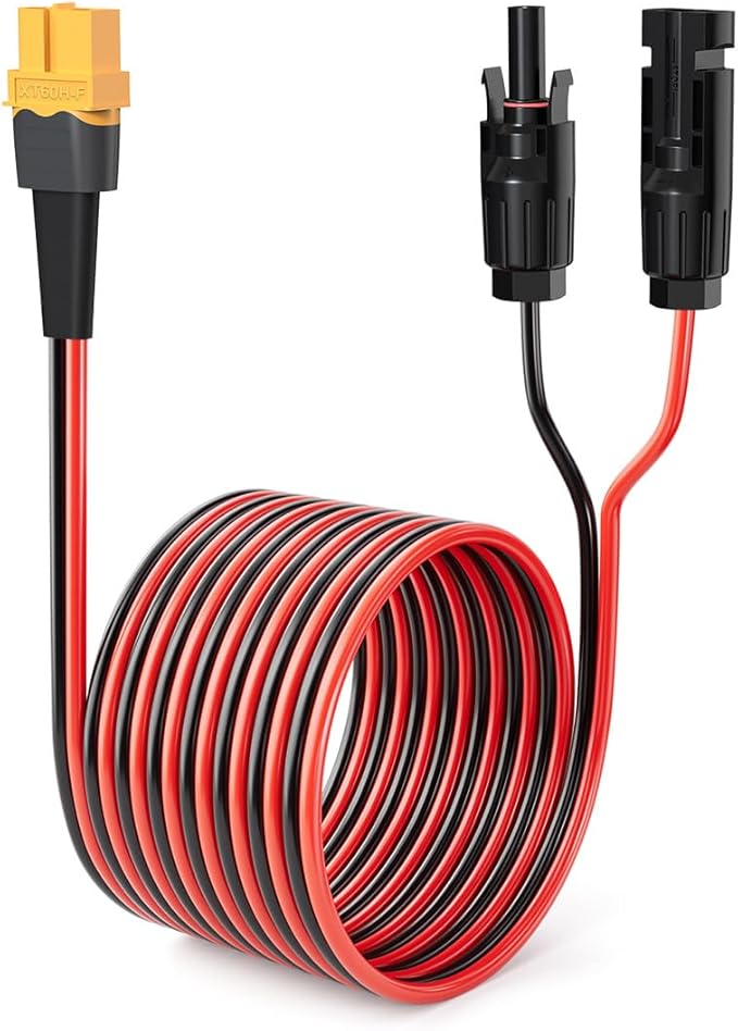 10AWG 75FT XT60 Solar Cable 2 10 25 35 50 75 100FT XT60 Extension Cable Solar Panel Connector to XT60 Connector for Portable Power Station (75FT)
