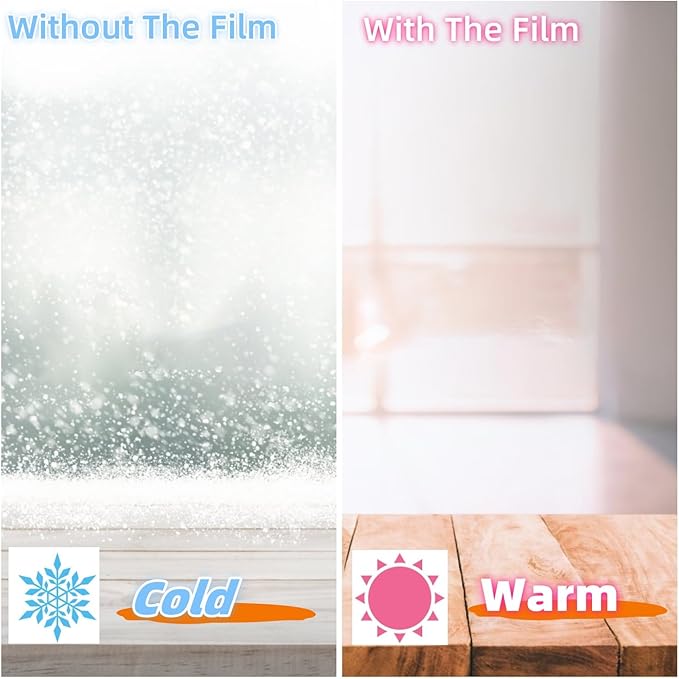 5-Window Shrink Film Window Insulation kit（62-Inch x 210-Inch），Insulating Film Window Kit Keeps Cold Air Out and Warm Air in (5 Windows)