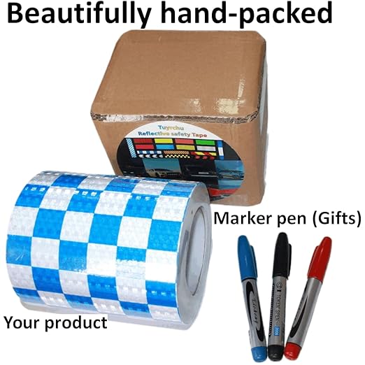 Reflective Tape Blue White 6 inch Wide for Bikes, Outdoor Waterproof High Visibility Safety Warning Adhesive Strips (66 feet)