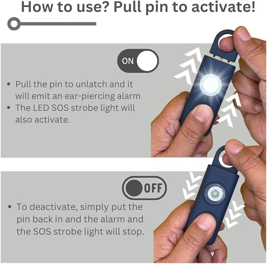 The Original Personal Safety Alarm for Women - Loud Siren, Strobe Light and Key Chain 2.0 Version (Navy Blue)