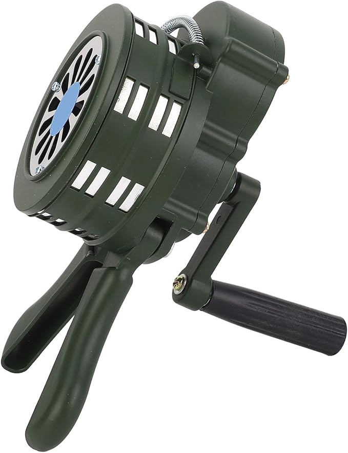 WALFRONT Manual Operated Hand Crank Siren Horn, Aluminum Alloy, 110dB Loud Alarm, Portable for Factories, Homes, Schools, Oil Depots