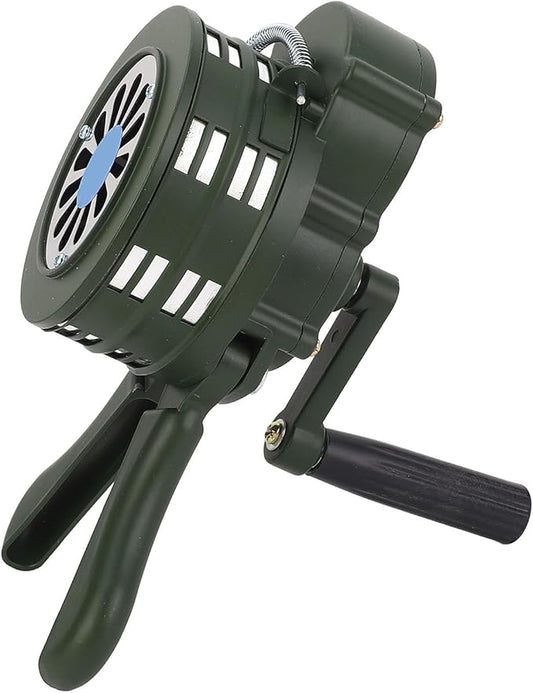 WALFRONT Manual Operated Hand Crank Siren Horn, Aluminum Alloy, 110dB Loud Alarm, Portable for Factories, Homes, Schools, Oil Depots