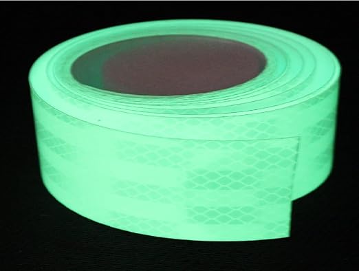 Reflective Tape Green and White 4 inch X 168 feet, Outdoor Waterproof Hazard Conspicuity Safety Industrial Marking Tape