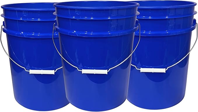 House Naturals 5 Gallon Reflex Blue Food Grade BPA Free Bucket Pail with Screw on Air Tight lids Covers (Pack of 3) Made in USA