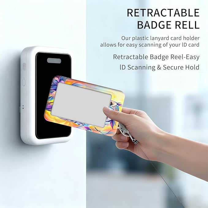 ID Badge Holder with Retractable Lanyard for Women & Men,Vertical ID Card Holder Wallet,Clear Window&Card Slot,Detachable Neck Strap for Nurse Teacher Office,Colorful Cute Owl