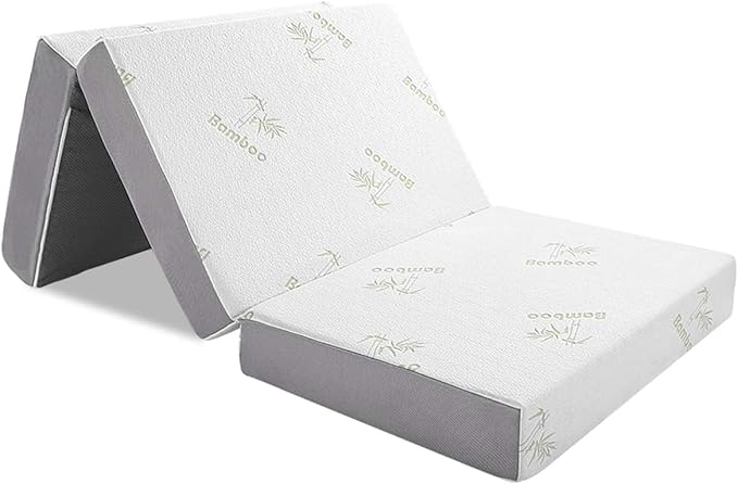 Inofia 6 Inch Folding Mattress, Memory Foam Tri-fold Mattress with Removable Cover, Foldable Floor Bed, Medium Firm, Twin XL Size (80" x 39" x 6")
