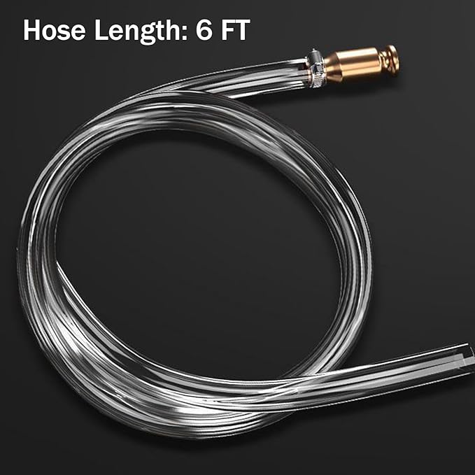 6FT Siphon Hose 1/2" Brass Valve - Fuel Transfer Hand Fuel Shaker Pump for Gasoline, Oil, Diesel, Liquid - High Flow 3.5 GPM for Fuel Transfer, Farm, Emergency