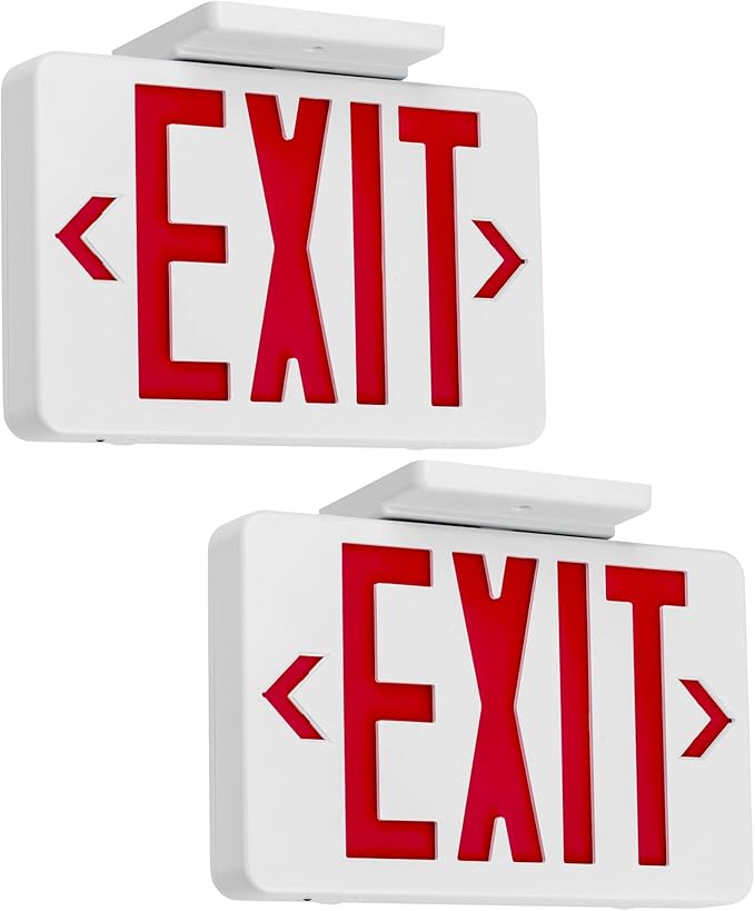 Gruenlich LED Exit Sign,Emergency Light with Double Face and Battery Backup, UL 924 Qualified, AC 120/277V, US Standard Hardwired Red Letter Exit Lights for Business, 2-Pack
