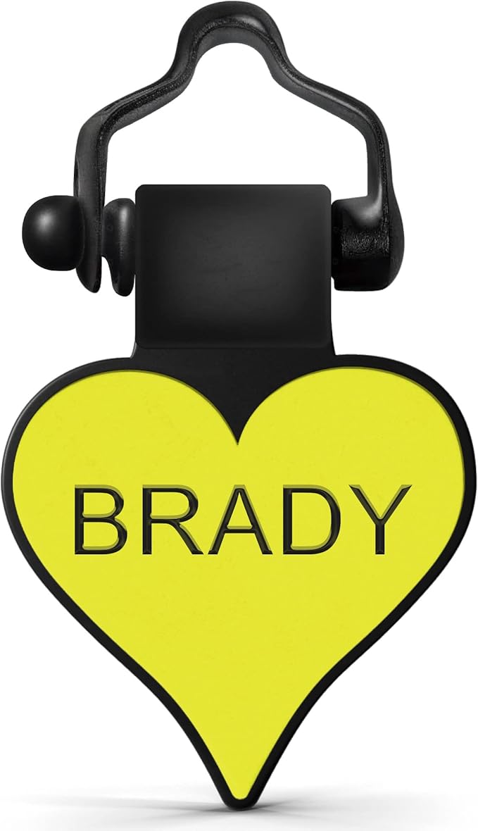 SiliDog - The Original Silicone Silent Dog Tag - Personalized Engraved Soundless Pet ID - As Seen On Shark Tank - Durable - Never Fades - Heart - Yellow