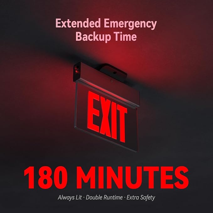 LEONLITE LED Edge-Lit Exit Sign, Aluminum Housing Emergency Exit Light with Battery Backup, UL Listed, Double-Sided Acrylic Panel, 120/277V, Multiple Mounting for Commercial Use, Red, Pack of 4