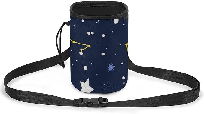 Fashion Dog Training Package, Portable Travel Pet Carrier Bag, Puppy Snack Pocket with Adjustable Waist Belt 3 Ways to Wear Blue Zodiac Galaxy Starry Night Stars Glow in The Dark Midnight