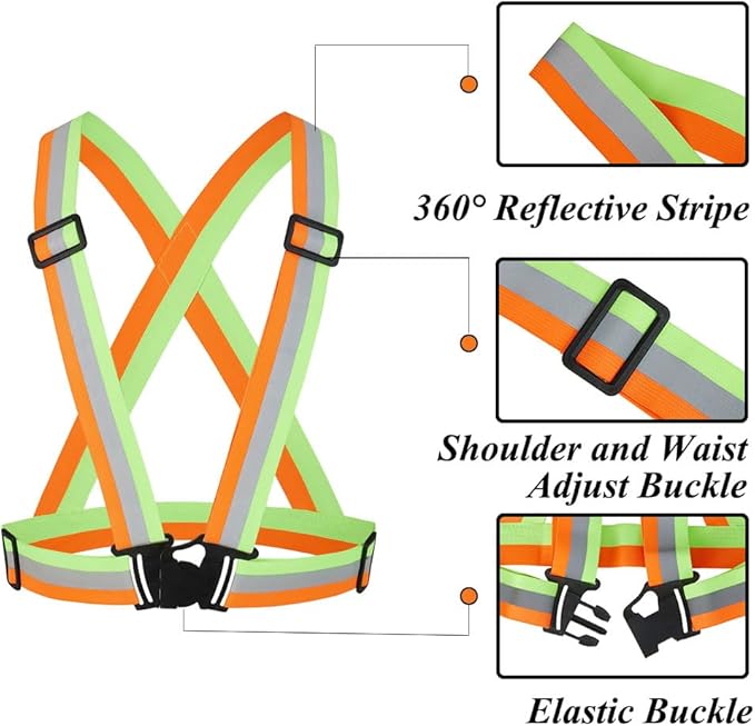 5 Pack Reflective Safety Vest for women, men and kids, Lightweight & Adjustable hi vis vest for Running, Cycling, Rucking