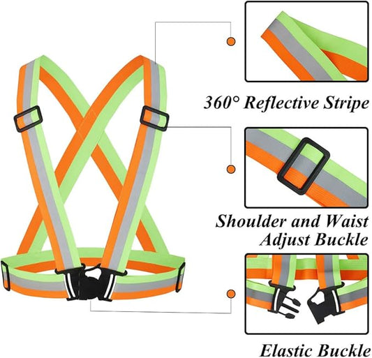 5 Pack Reflective Safety Vest for women, men and kids, Lightweight & Adjustable hi vis vest for Running, Cycling, Rucking