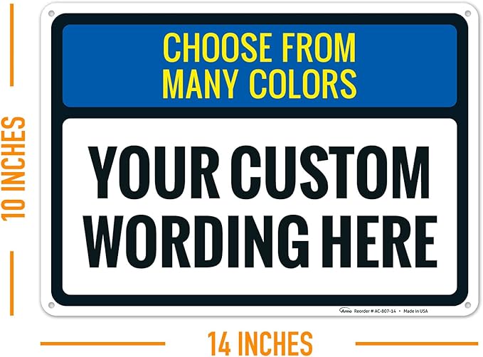 Custom Personalized Signs For Home, Office, Business, Delivery, Decor, Indoor/Outdoor Use Black Border Sign, 10x14 Aluminum Inches, Rust Free .040 Aluminum, Fade Resistant, Made in USA